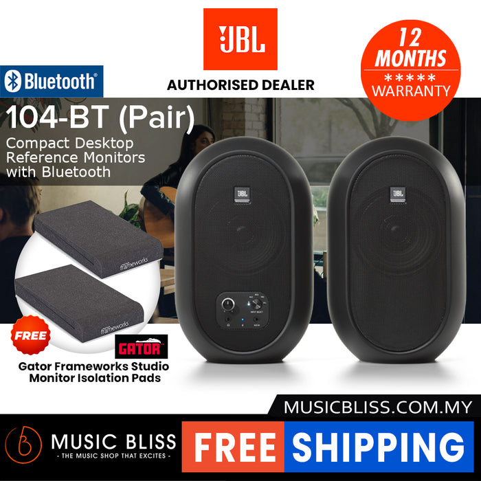 JBL 1 Series 104-BT 4.5" Compact Powered Desktop Reference Monitor with Bluetooth - Black