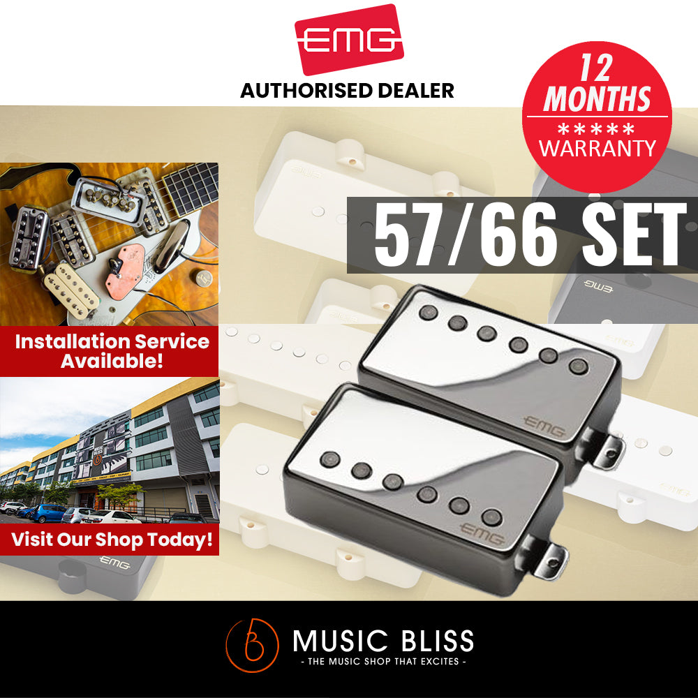 EMG 57/66 Pickup Set - Brushed Chrome | Music Bliss Malaysia