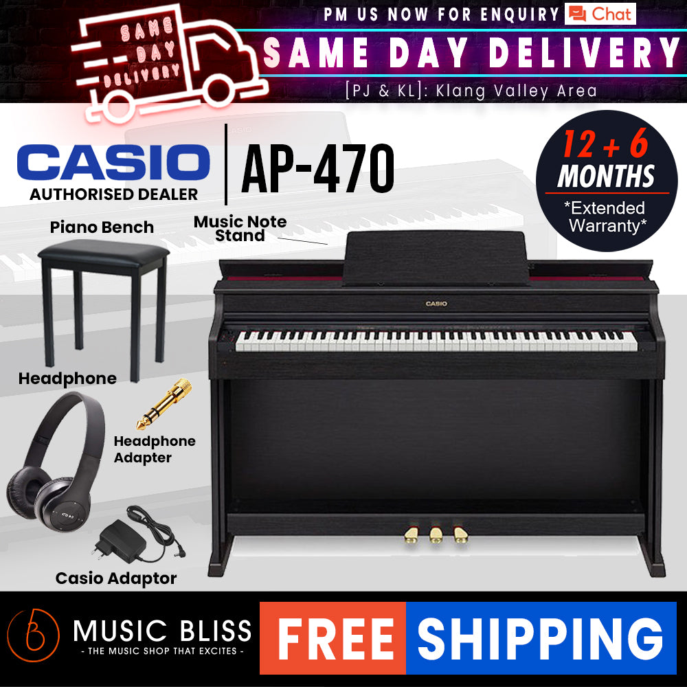 Casio AP-470 Celviano 88-Keys Digital Piano with Bench and Headphone ...