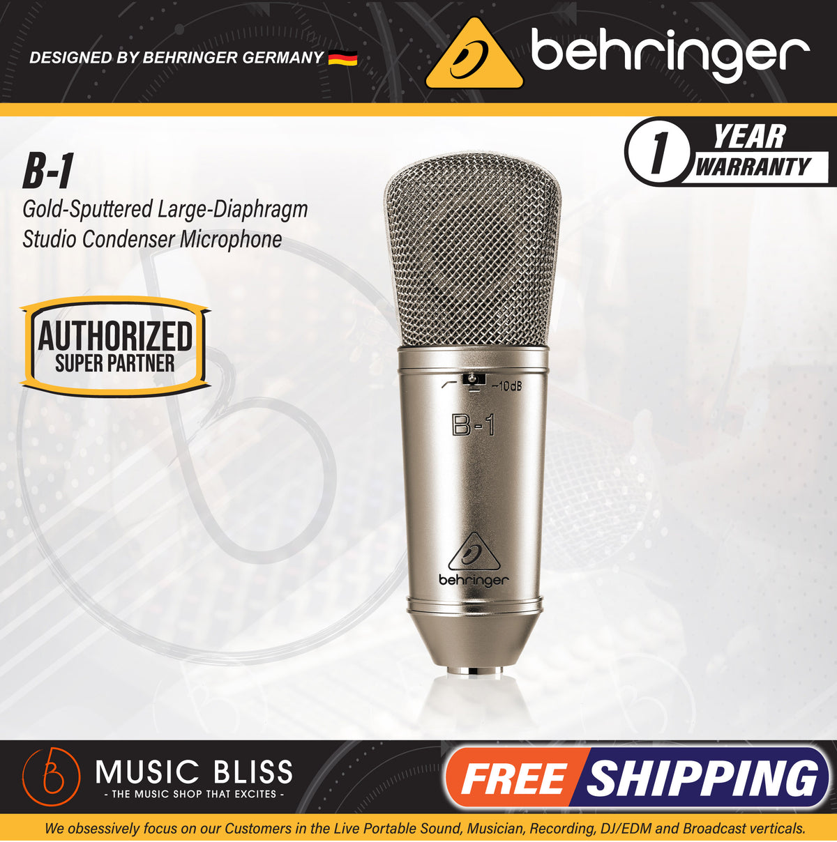 Behringer B-1 Large-Diaphragm Condenser Microphone | Music Bliss Malaysia