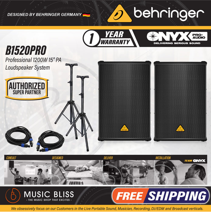 Behringer Eurolive Professional B1520 PRO 1200W 15'' Passive Speaker - Pair - Music Bliss Malaysia