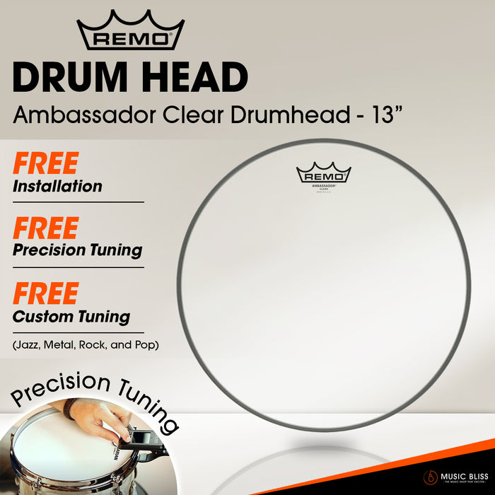 Remo Ambassador Clear Drumhead - 13" [Free In-Store Installation]