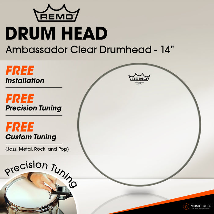 Remo Ambassador Clear Drumhead - 14" [Free In-Store Installation]