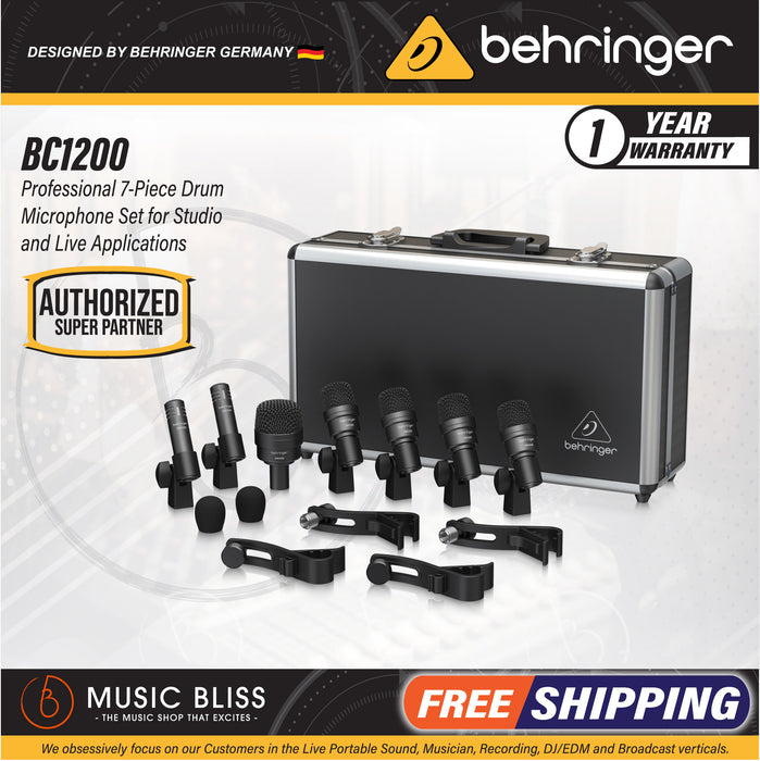 Behringer BC1200 Professional 7-piece Drum Microphone Set - Music Bliss Malaysia