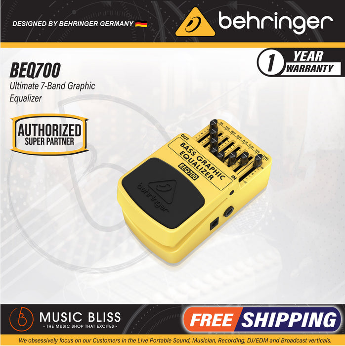 Behringer BEQ700 Bass Graphic Equalizer Guitar Effects Pedal