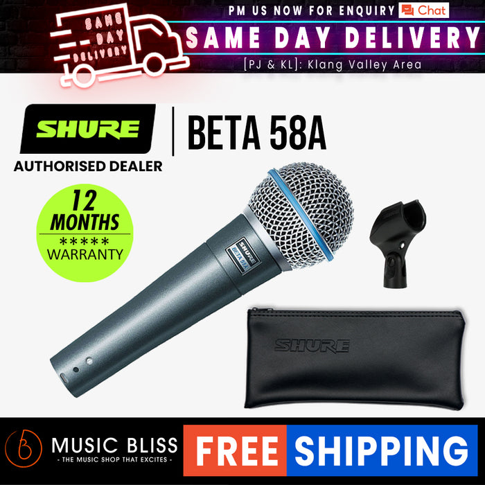 Shure BETA 58A Supercardioid Dynamic Vocal Microphone Music