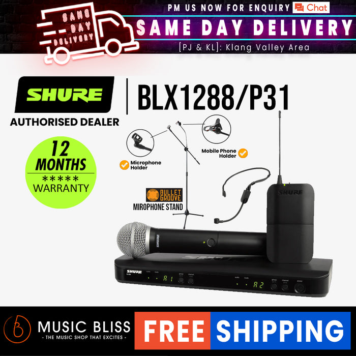 Shure BLX1288 P31 Dual Channel Combo Wireless System BLX88