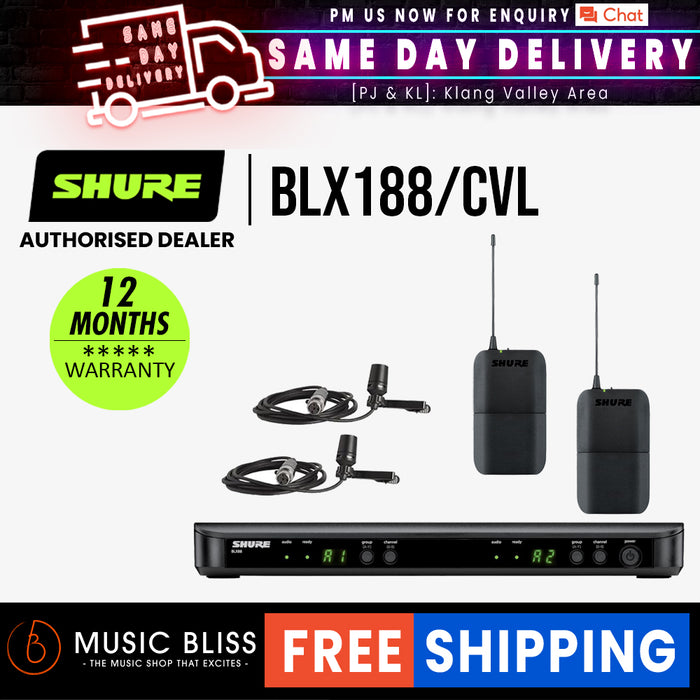 Shure BLX188 CVL Dual Channel Lavalier Wireless System BLX88 Dual