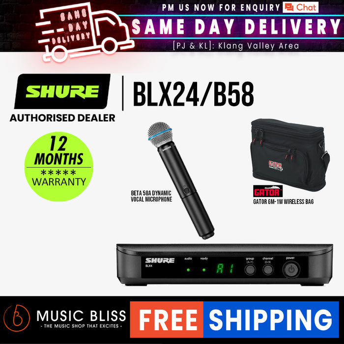 Shure BLX24 B58 Handheld Wireless System BLX4 Receiver BLX2 B58 Handheld Microphone