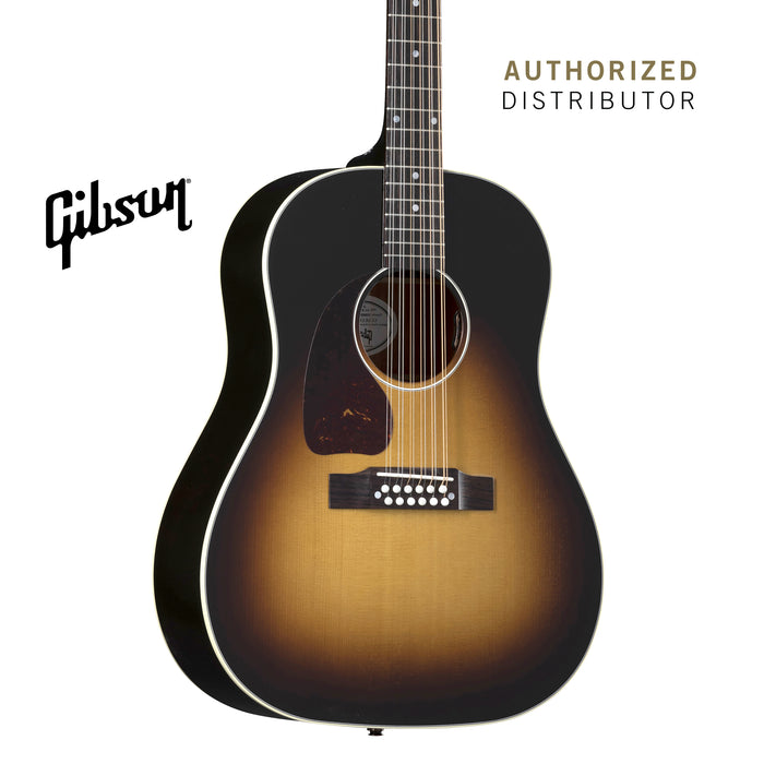 GIBSON J-45 STANDARD 12-STRING LEFT-HANDED ACOUSTIC-ELECTRIC GUITAR - VINTAGE SUNBURST - Music Bliss Malaysia