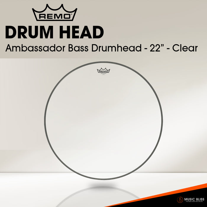 Remo Ambassador Bass Drumhead - 22" - Clear