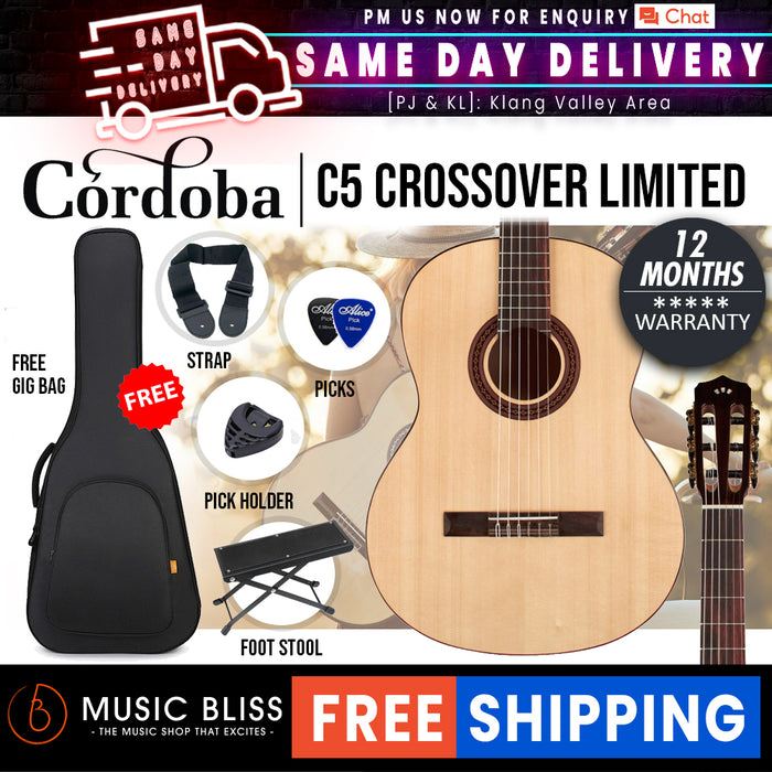 Cordoba C5 Crossover Limited Classical Guitar - Solid Top, Spalted ...