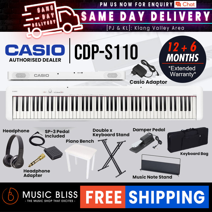 Casio CDP-S110 88-key Digital Piano Musician Package with FREE Headphone - Music Bliss Malaysia