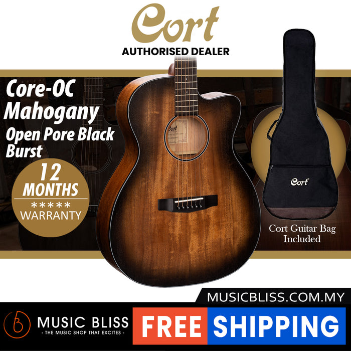 Cort Core-OC Mahogany All-Solid Acoustic Guitar with Bag - Open Pore Black Burst