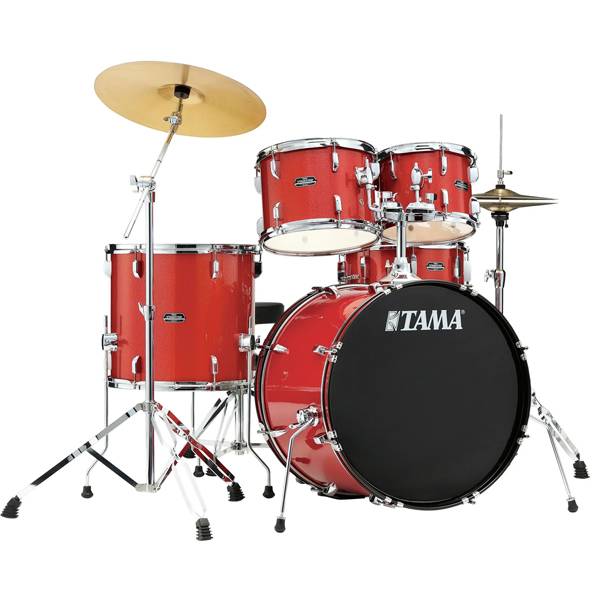 Tama Stagestar 5-piece Drum Set with Drumsticks and Throne - 22" Kick - Candy Red Sparkle