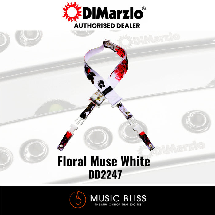 DiMarzio DD2247 Polyphia Floral Muse White Standard Strap | Music