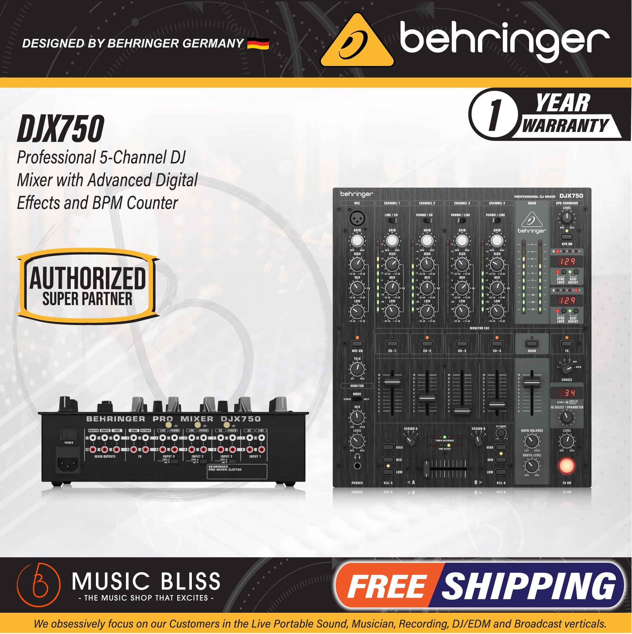 Behringer PRO MIXER DJX750 Professional 5 -Mixeur DJ Maroc