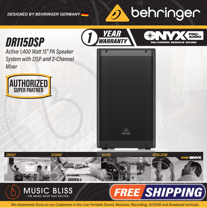 Behringer DR115DSP 1400W 15" Powered Speaker with Bluetooth - Music Bliss Malaysia