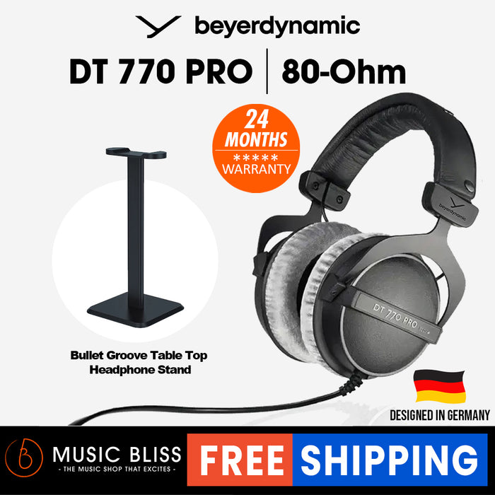 Beyerdynamic DT 770 PRO 80 Ohm Over-Ear Studio Headphones. Enclosed Design, Wired for Professional Recording and Monitoring