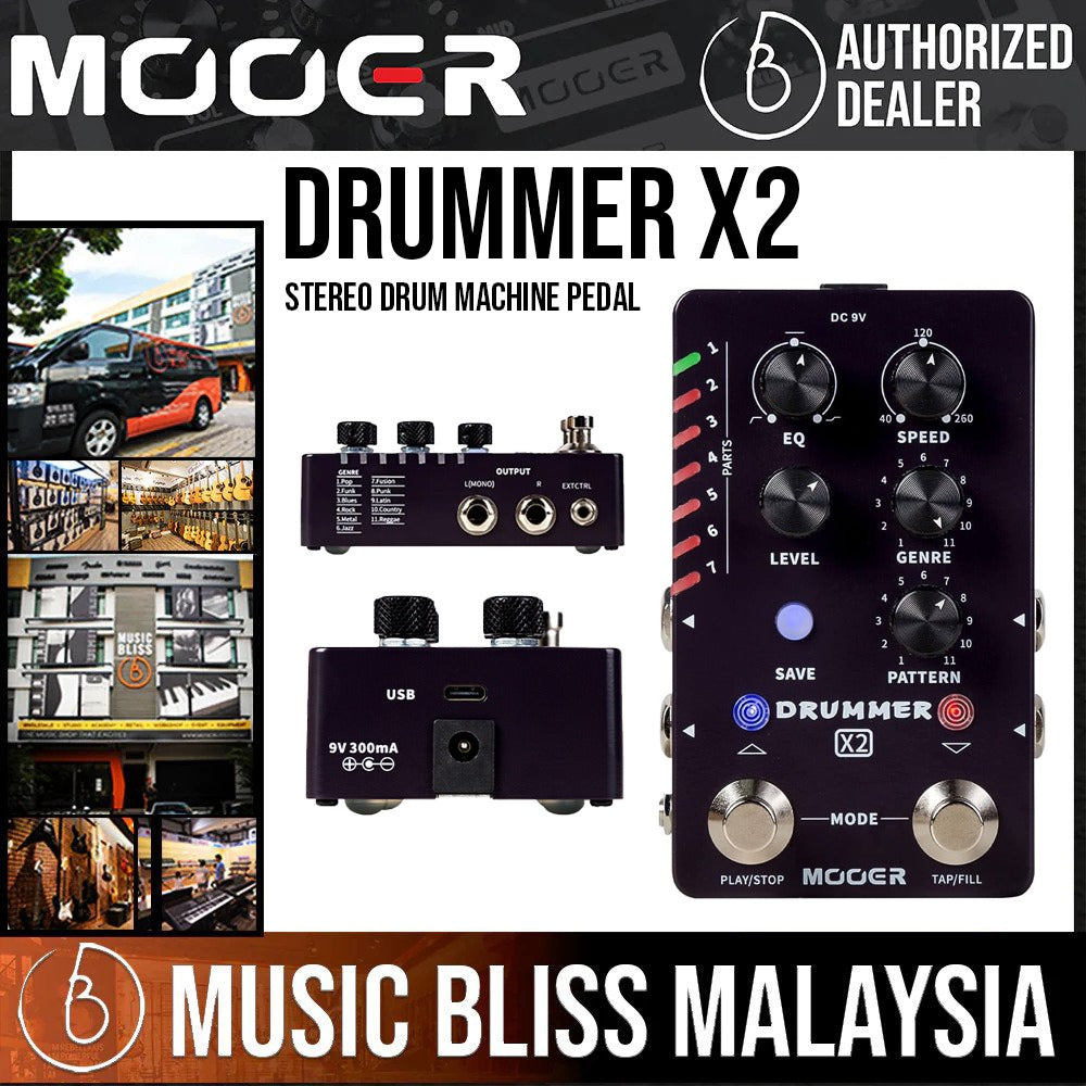 Mooer Drummer X2 Stereo Drum Machine Pedal | Music Bliss Malaysia