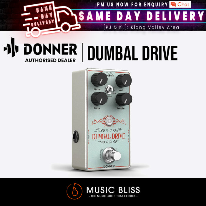 Donner Overdrive Guitar Pedal, Dumbal Drive Overdrive Pedal for Electric Guitar, Dumble Style Overdrive with 2 Band EQ Boost Effect Pure Analog True Bypass - Music Bliss Malaysia