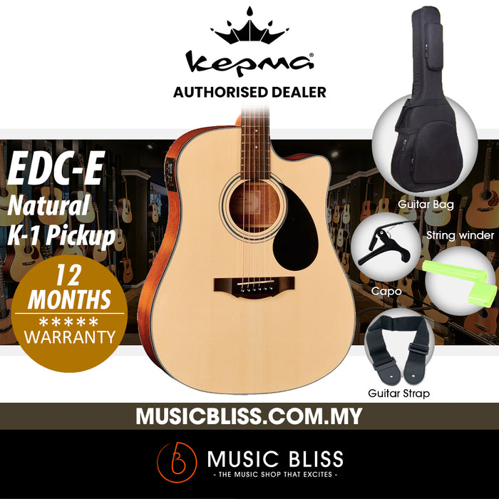 KEPMA EDC-E Dreadnought Acoustic Guitar with K-1 pickup - Natural - Music Bliss Malaysia
