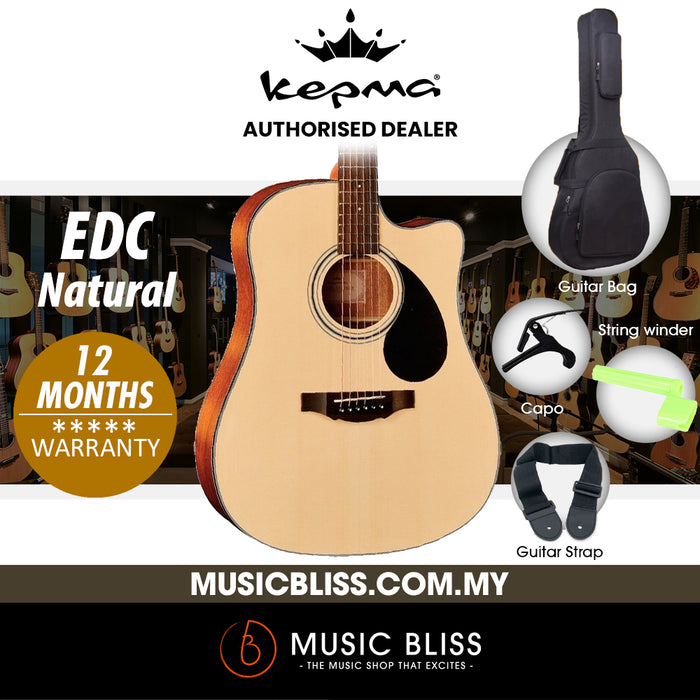 KEPMA EDC Dreadnought Acoustic Guitar - Natural - Music Bliss Malaysia