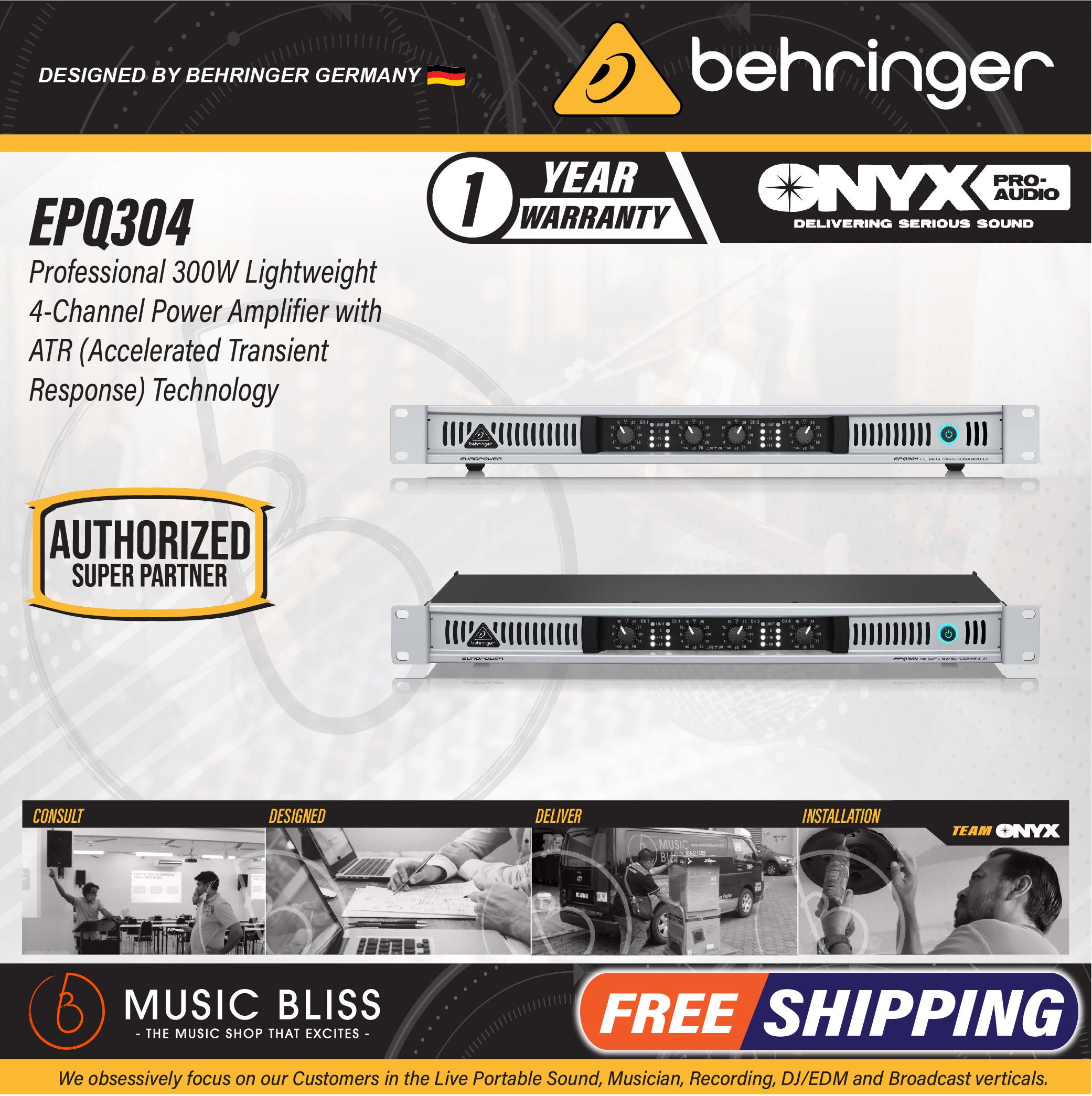 Behringer Europower EPQ304 4-channel Power Amplifier | Music Bliss