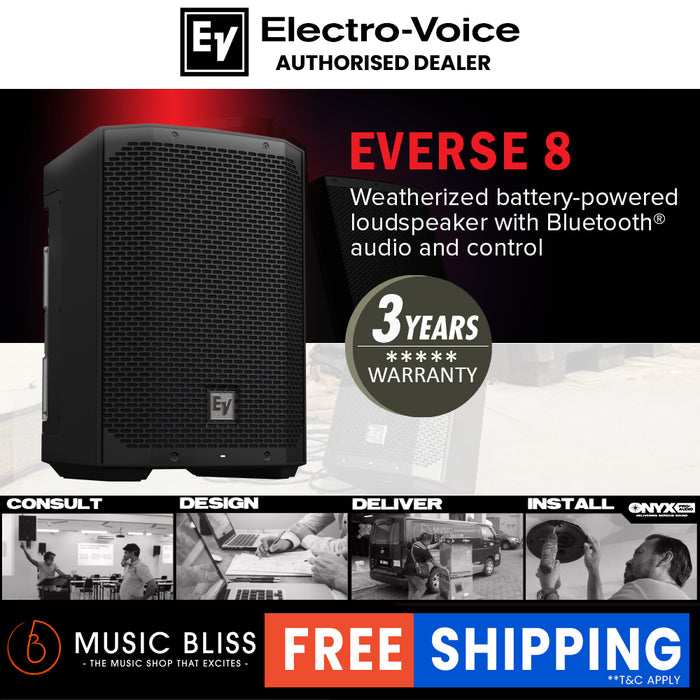 EV Electro-Voice Everse8 8-inch 2-way Battery-Powered PA Speaker - Black