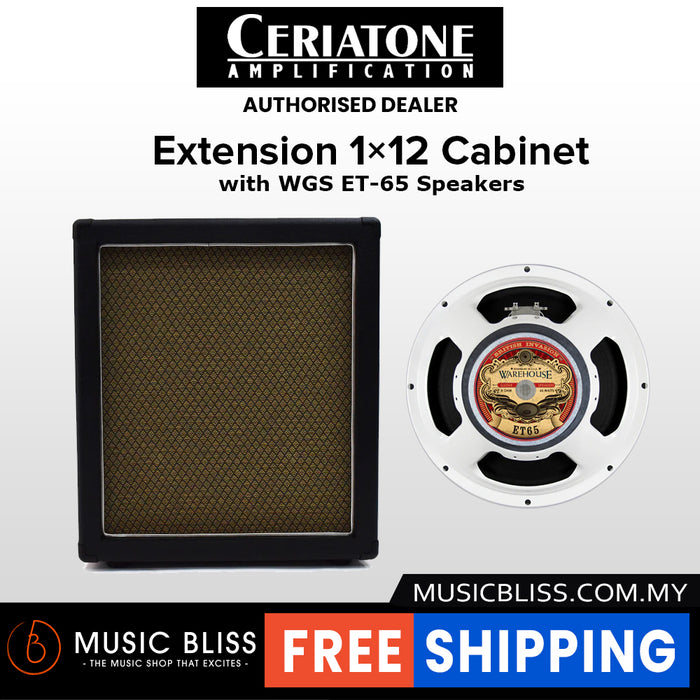 Ceriatone Extension 1x12 Cabinet with WGS ET-65 Speakers - Black - Music Bliss Malaysia