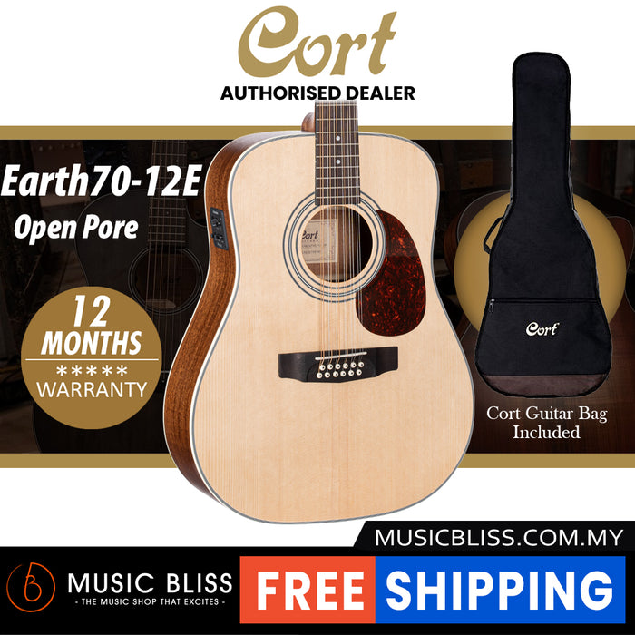 Cort Earth70 12E 12-String Acoustic Guitar with Bag