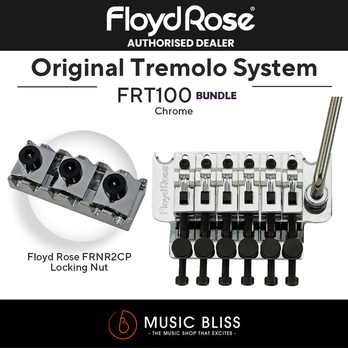 Floyd Rose FRT100 Original Tremolo System with Floyd Rose FRNR2CP R2 Locking Nut Package - Music Bliss Malaysia