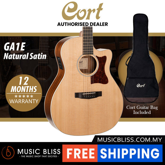 Cort GA-1E Grand Regal Acoustic Guitar with Bag - Natural Satin