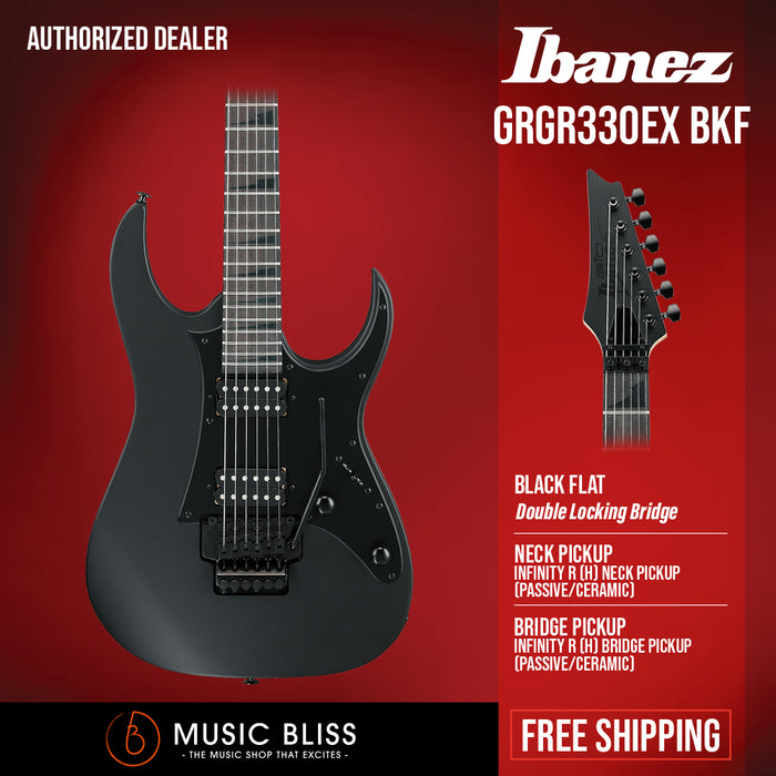 Ibanez Gio GRGR330EX Electric Guitar - Black Flat - Music Bliss Malaysia