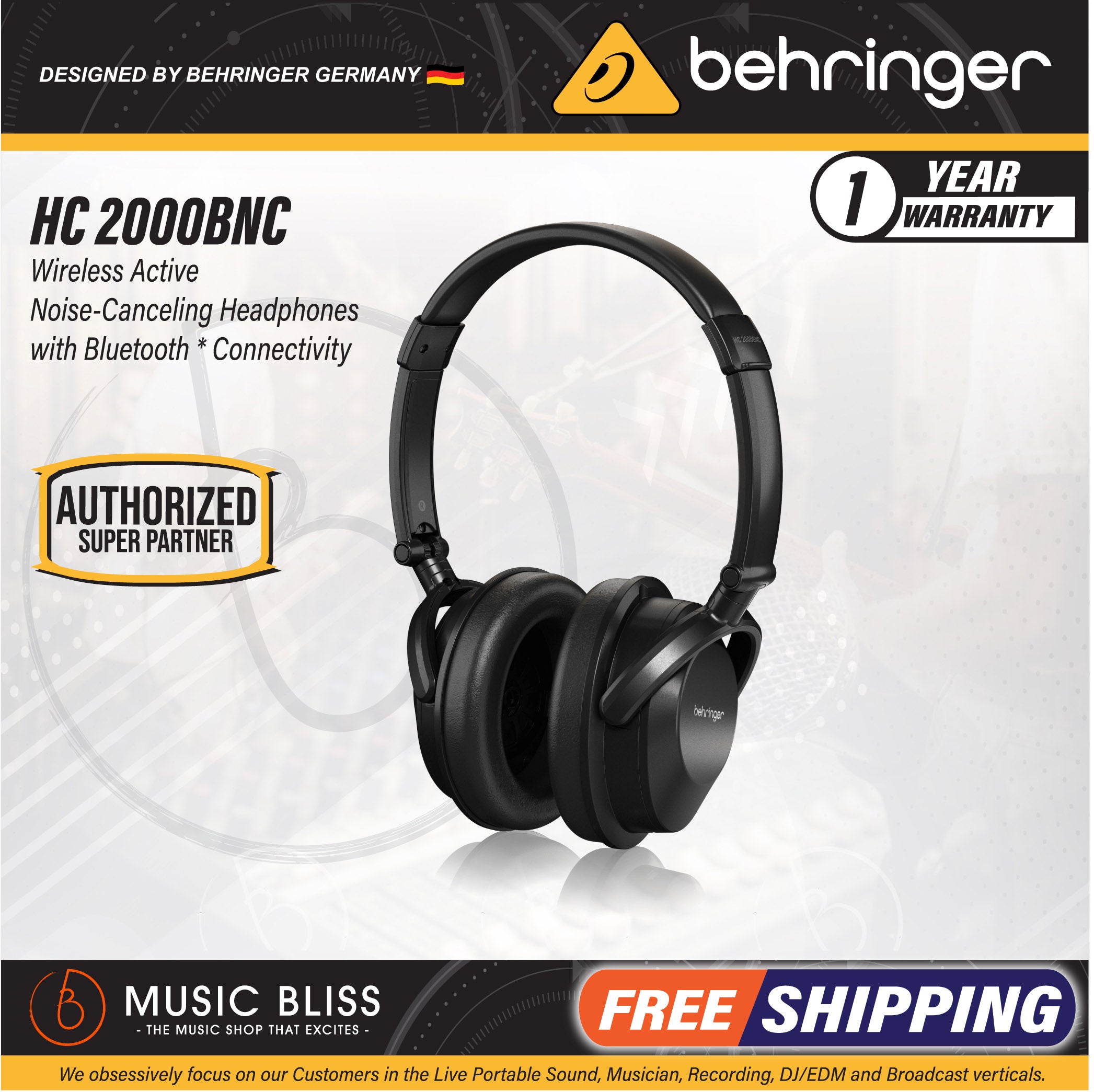 Behringer HC 2000BNC Wireless Active Noise-Canceling Headphones
