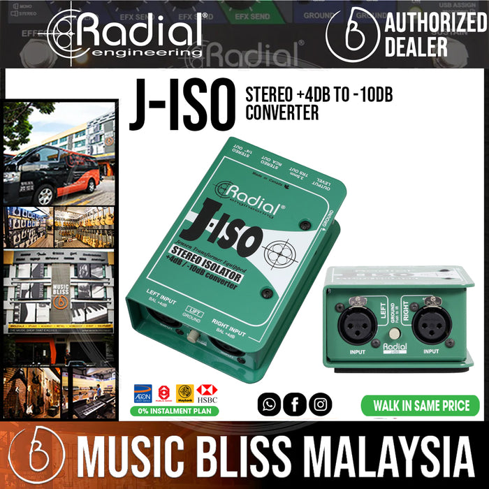 Radial Engineering J-Iso Stereo +4dB to -10dB converter - Music Bliss Malaysia