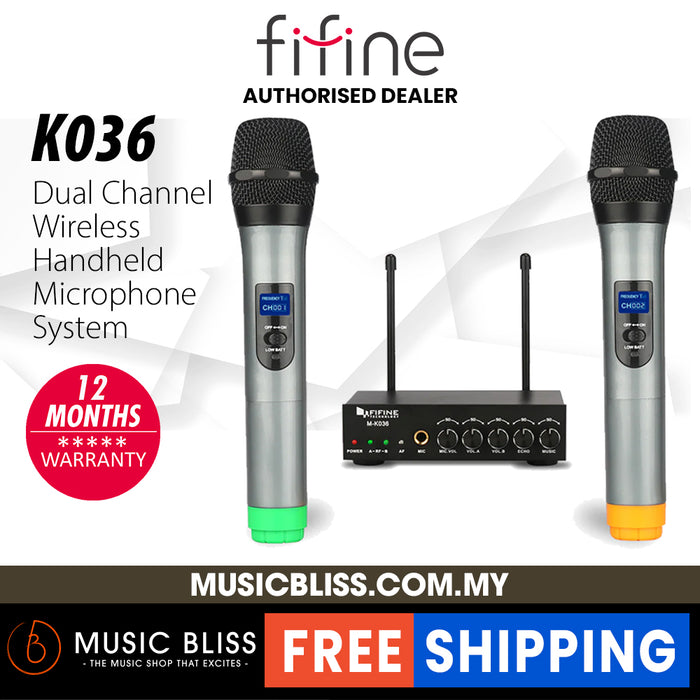 FIFINE K036 UHF Dual Channel Wireless Handheld Microphone Vocal