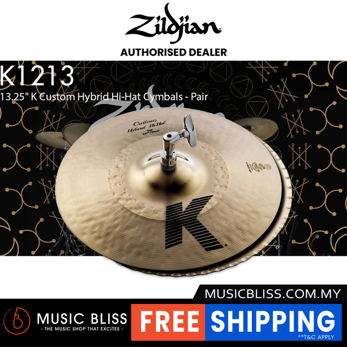 Zildjian 13.25" K Custom Hybrid Hi-Hat Cymbals - Pair