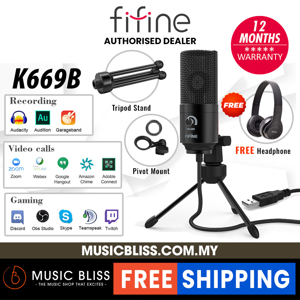 FIFINE USB Computer Microphone for Recording  Video Voice Over  Vocals for Mac & PC, Condenser Mic with Gain Control for Home Studio, Plug  