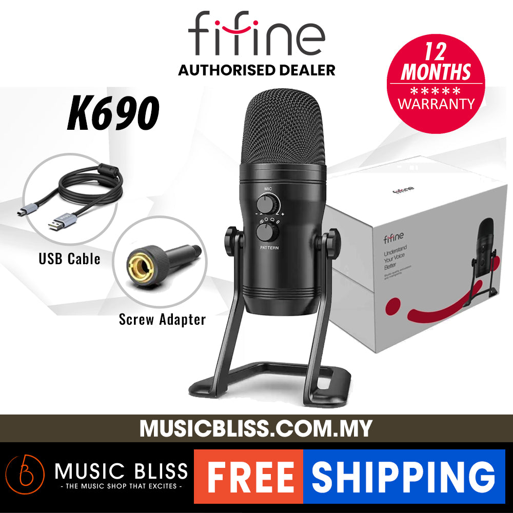 FIFINE K690 USB Microphone for PC PS4 Mac with Four Pickup Patterns for Vocals YouTube Streaming Gaming ASMR Zoom Google Meet Online Meeting