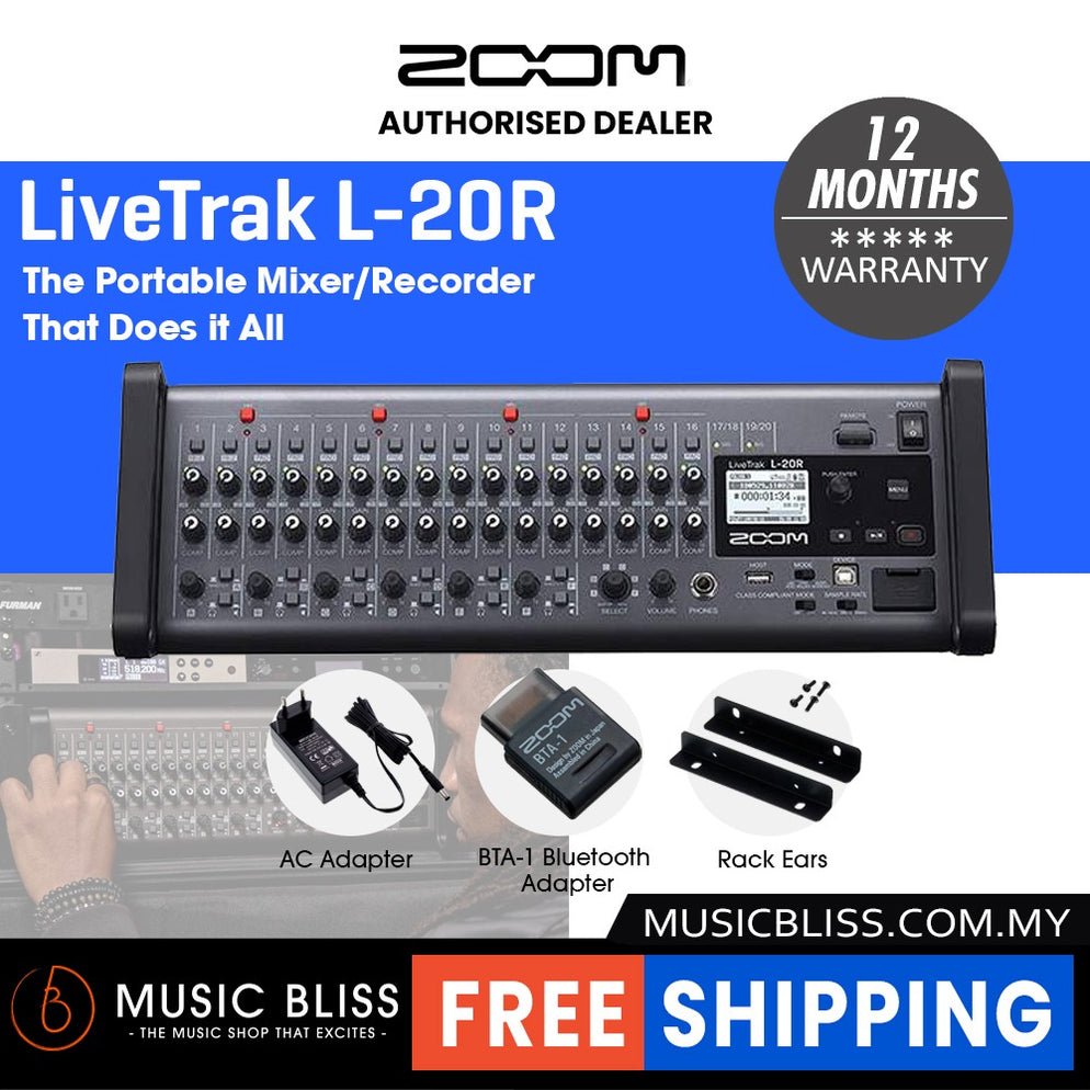 Zoom L20R 20-channel Rackmount Digital Mixer / Recorder | Music Bliss ...