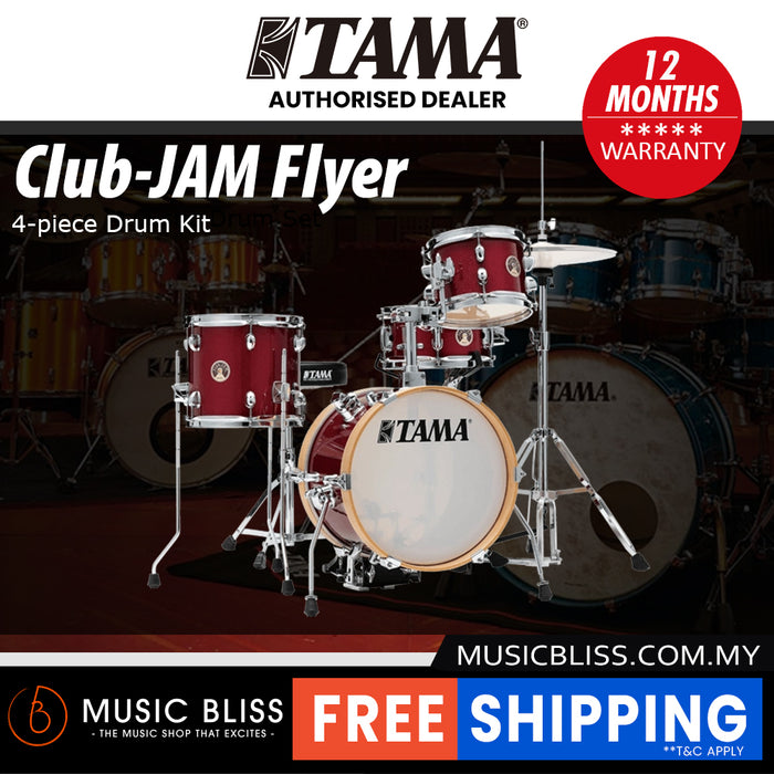 Tama LJK44H4 Club-JAM Flyer 4-Piece Drum Kit with Hardware and Throne - Candy Apple Mist