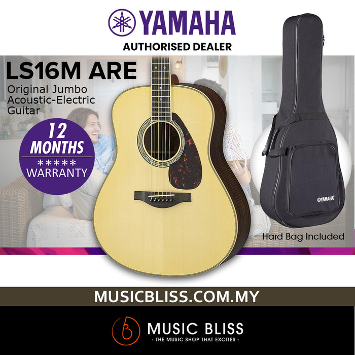 Yamaha LL16 ARE Original Jumbo Acoustic-Electric Guitar with FREE Hard Bag Package - Natural