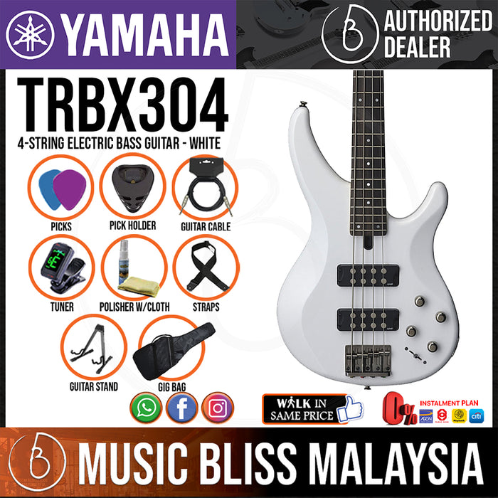 Yamaha TRBX304 4-string Electric Bass Guitar - White