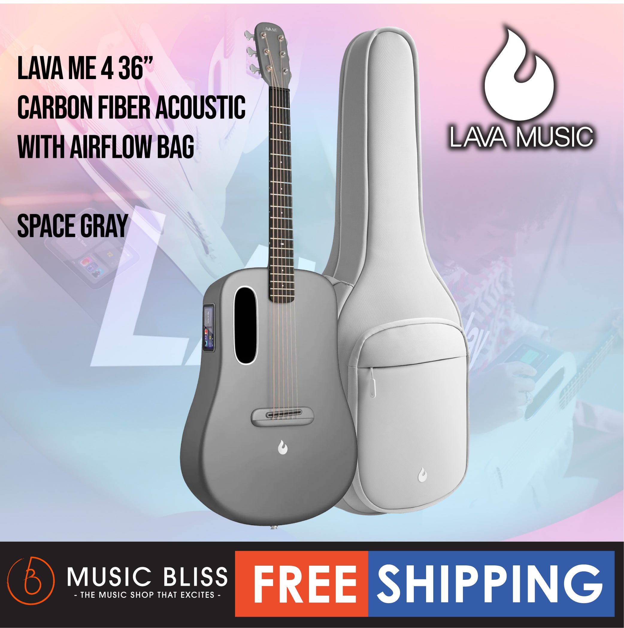 Lava ME 4 36″ Carbon Fiber Acoustic-Electric Guitar with Airflow