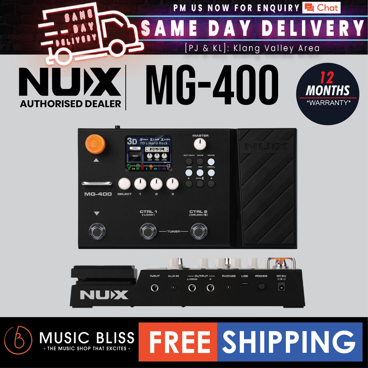 NUX MG400 Modeling Guitar & Bass Processor | Music Bliss Malaysia