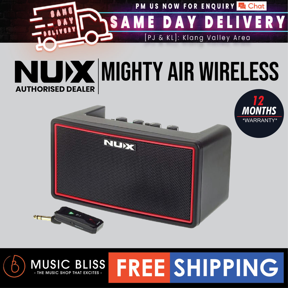 NUX Mighty Air Wireless Stereo Modelling Electric And Bass Guitar Combo  Amplifier with Bluetooth Music Bliss Malaysia