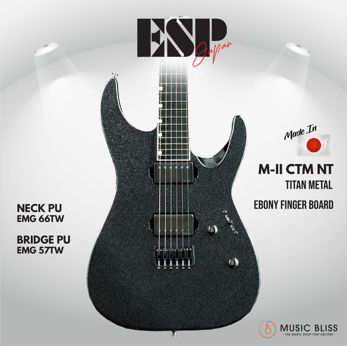 ESP Original M-II CTM NT Ebony FB - Titan Metal [MIJ - Made in 