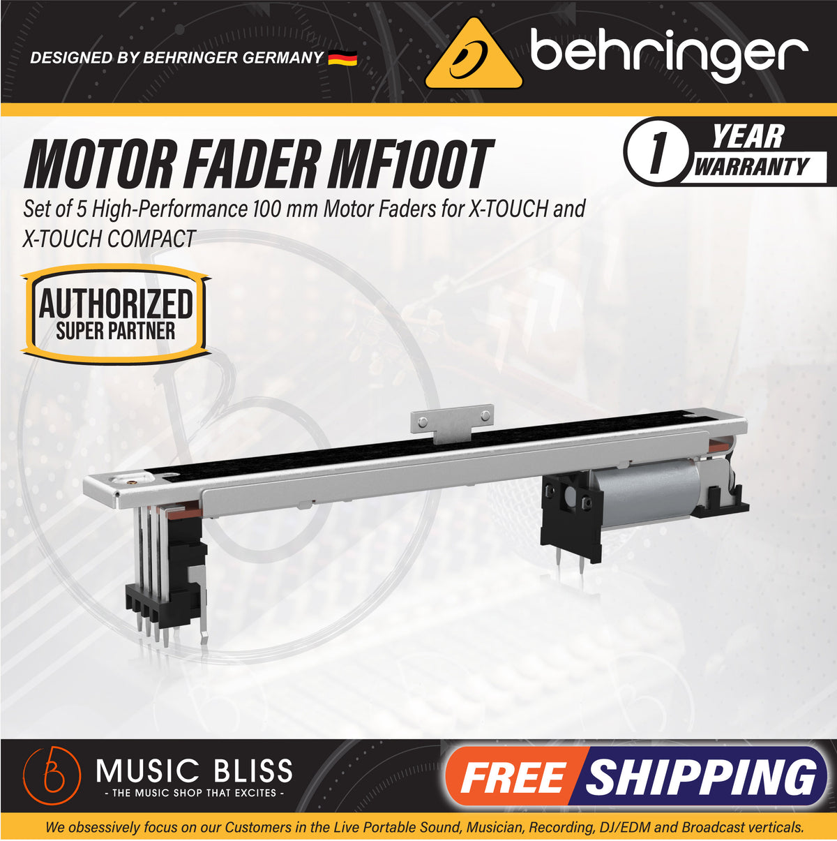 Behringer MOTOR FADER MF100T - Set of 5 High-Performance 100 mm Motor  Faders for X-TOUCH and X-TOUCH COMPACT | Music Bliss Malaysia