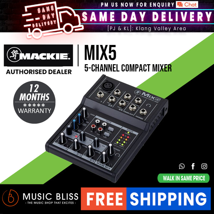 Mackie Mix5 Mixer 5-input Desktop Mixer - Music Bliss Malaysia